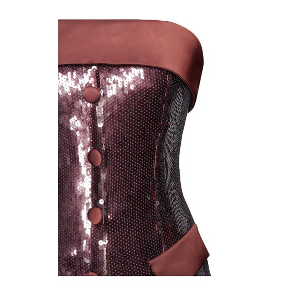 Ira Burgundy Brown Sequin Maxi Pencil Dress - Picture 13 of 14